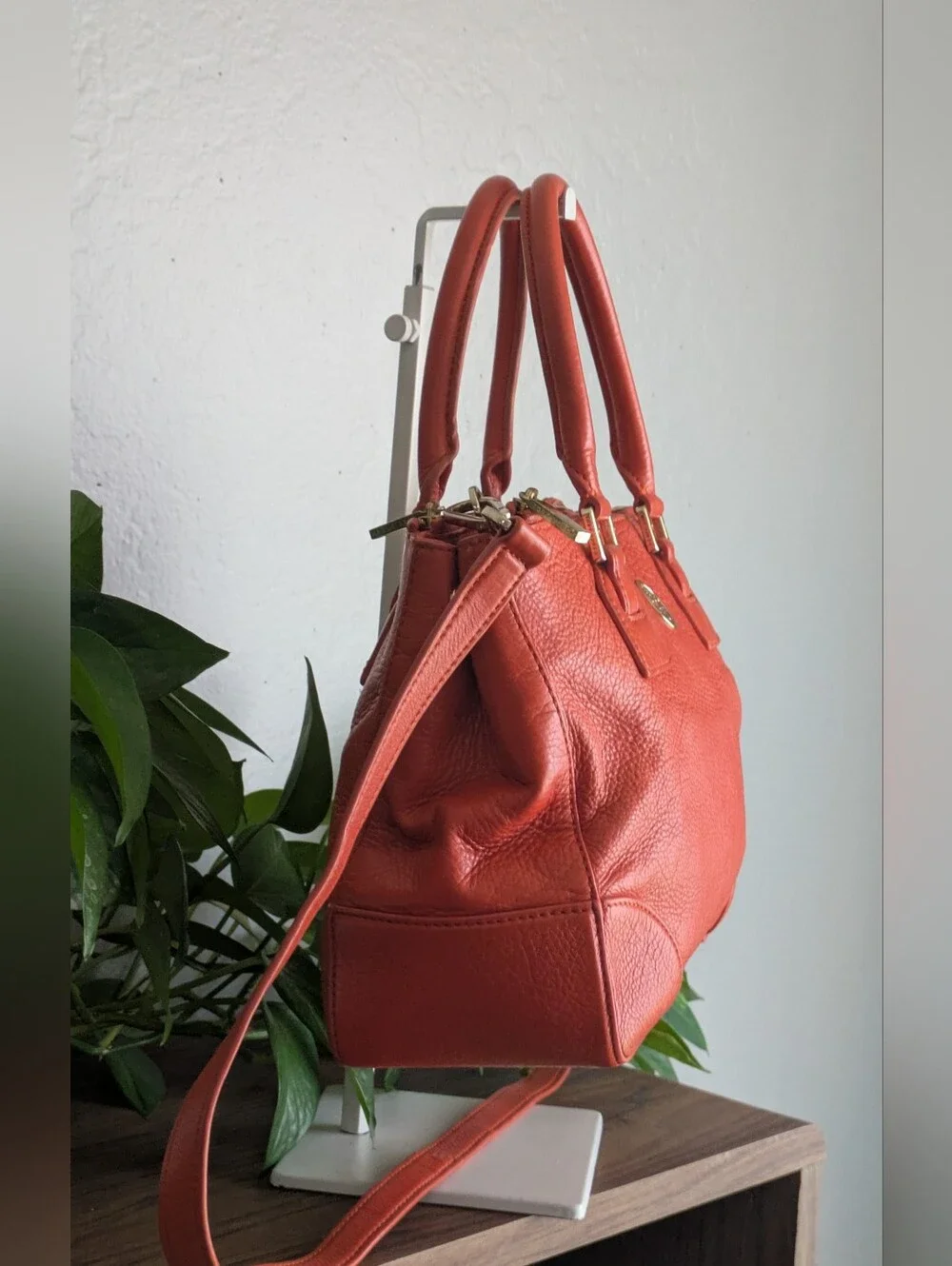 Tory Burch Orange Pebble Leather Crossbody/ Handbag.